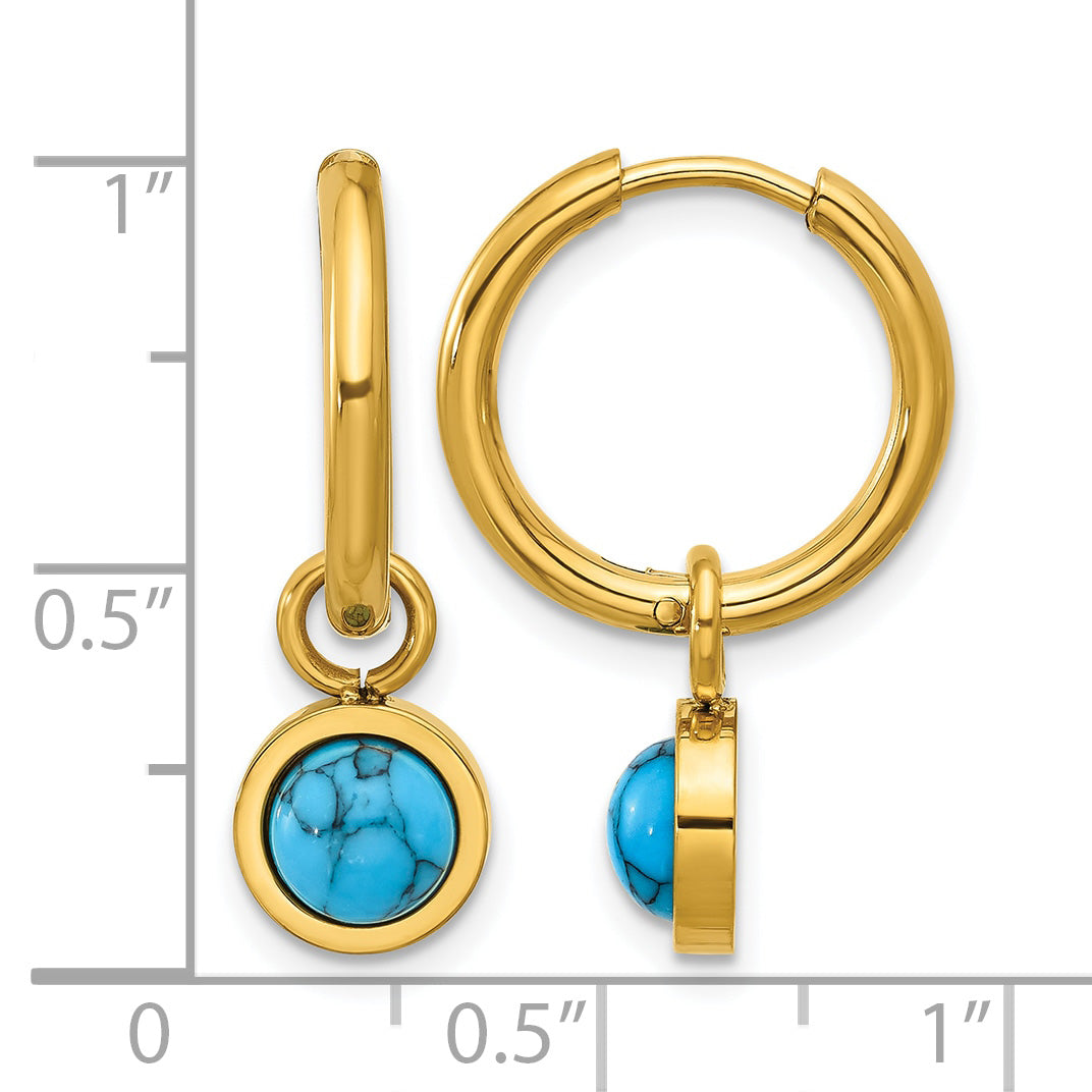 Stainless Steel Gold-Tone Polished Hinged Hoop Earrings for Women
