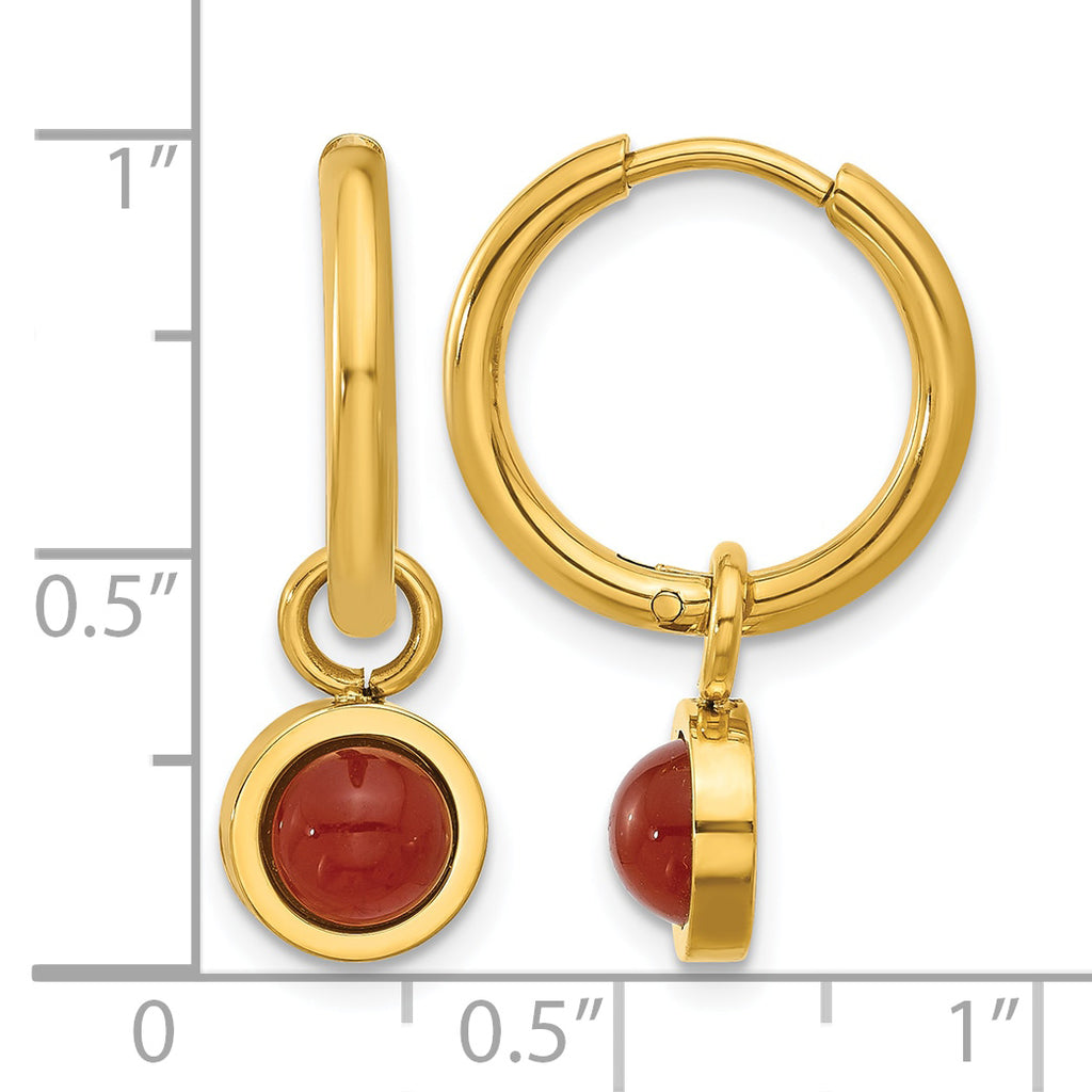 Stainless Steel Gold-Tone Polished Hinged Hoop Earrings for Women