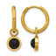 Stainless Steel Gold-Tone Polished Hinged Black Agate Hoop Earrings for Women
