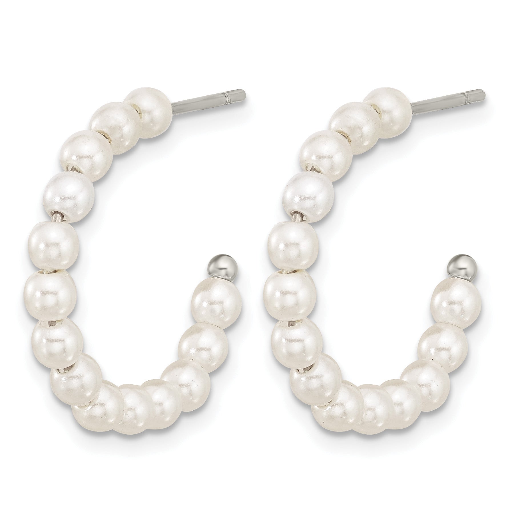 Polished Mother of Pearl Stainless Steel Hoop Earrings 3.25mm Secondary image