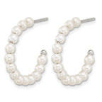 Stainless Steel Polished Pear Mother of Pearl J-Hoop Earrings for Women