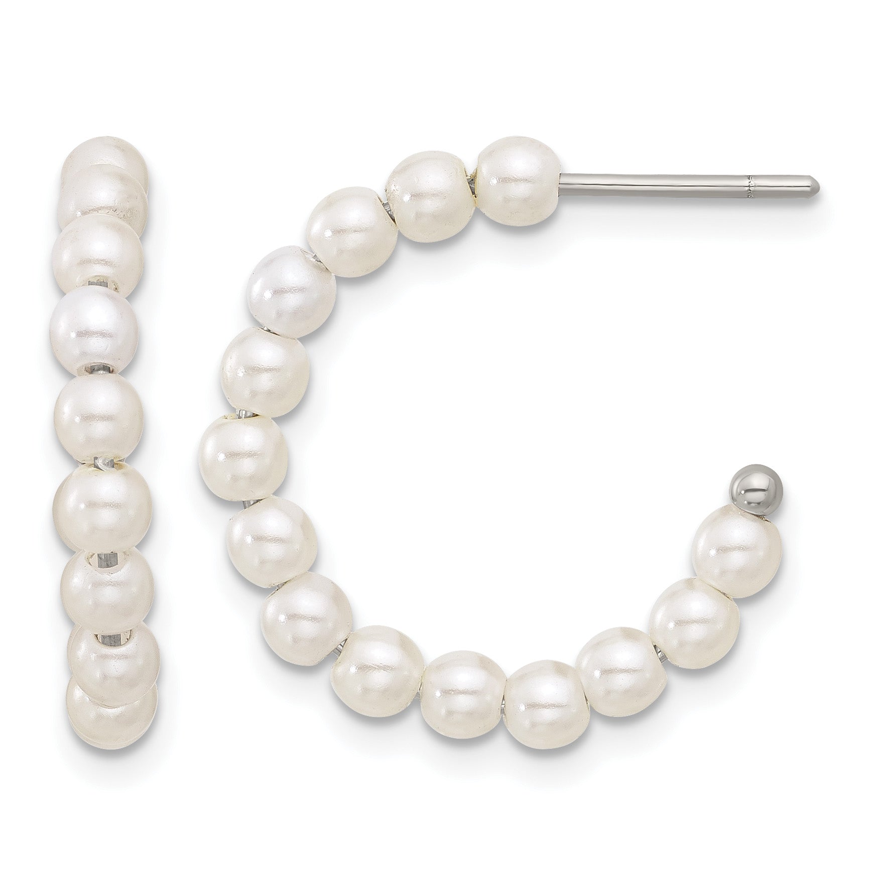 Polished Mother of Pearl Stainless Steel Hoop Earrings 3.25mm Main image