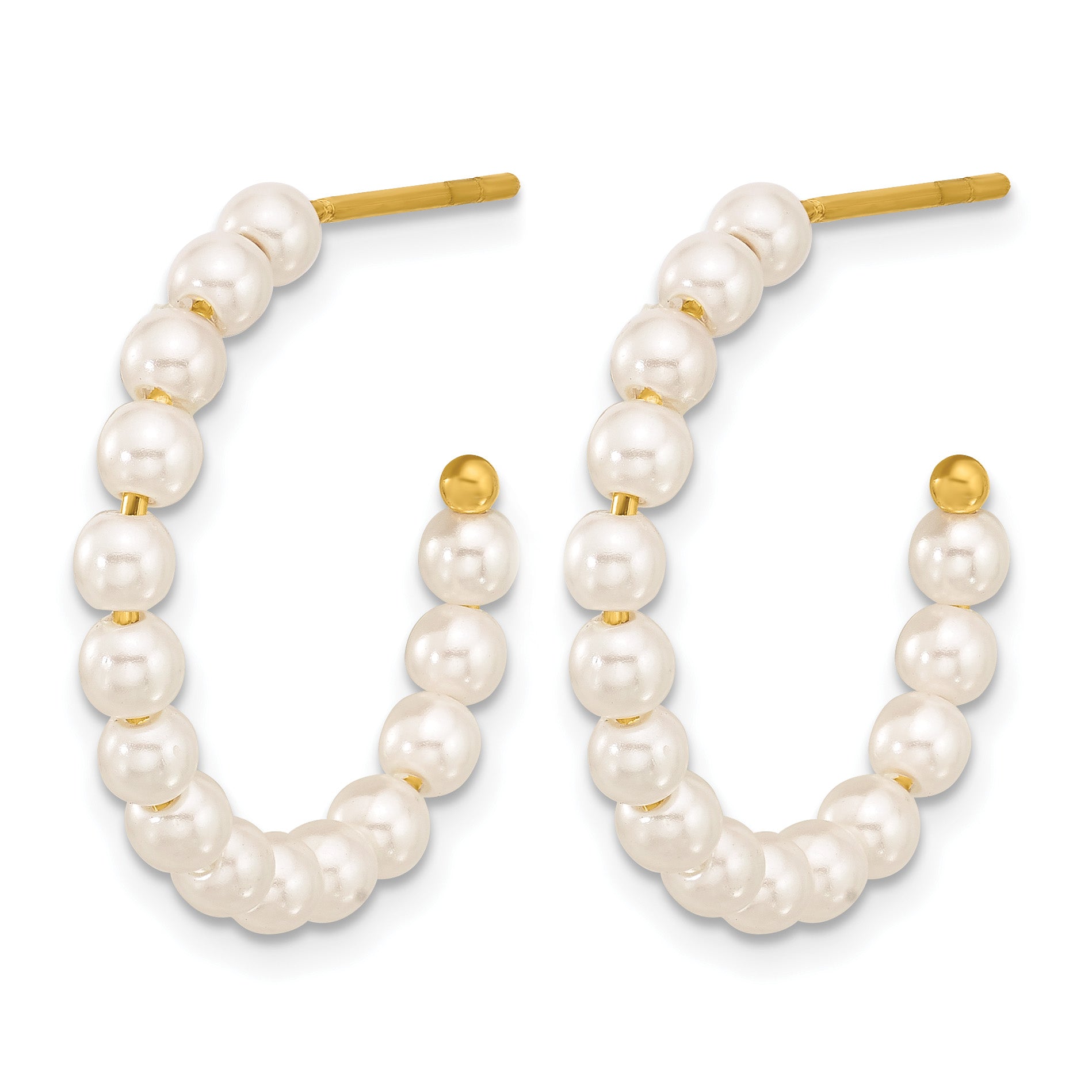 Gold-Tone Polished Mother of Pearl Stainless Steel Hoop Earrings 3.25mm Secondary image