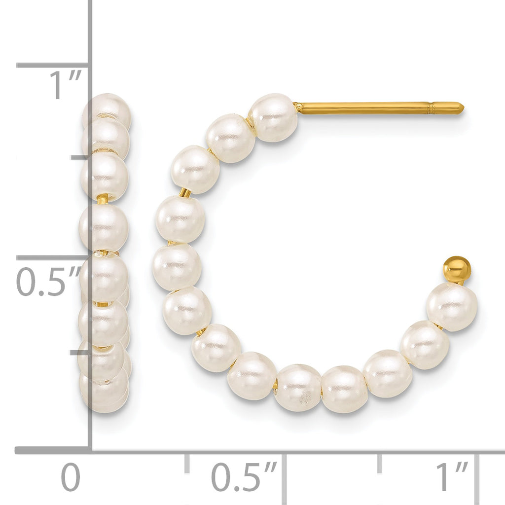 Stainless Steel Gold-Tone Polished Pear Mother of Pearl J-Hoop Earrings for Women