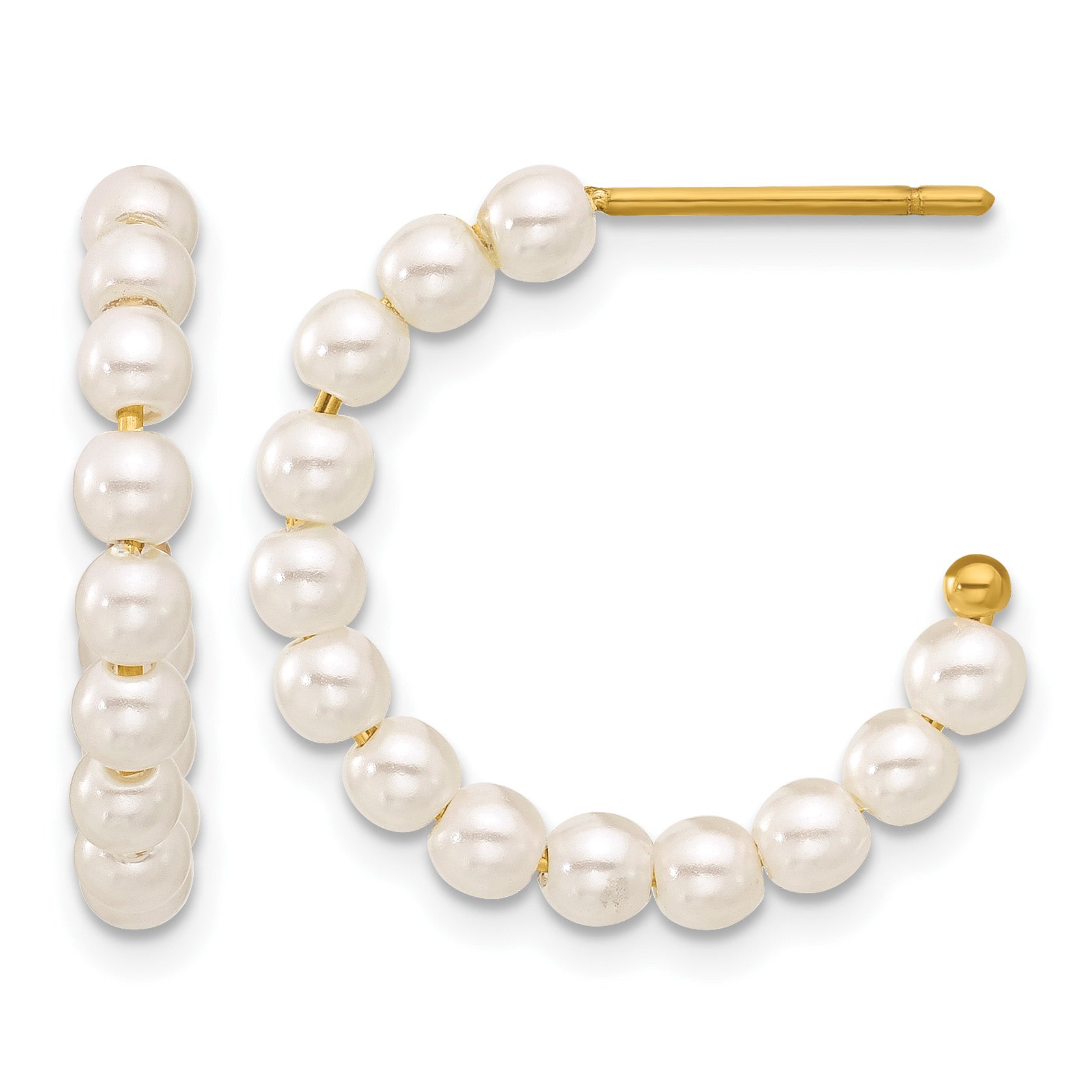 Gold-Tone Polished Mother of Pearl Stainless Steel Hoop Earrings 3.25mm Main image