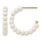 Stainless Steel Gold-Tone Polished Pear Mother of Pearl J-Hoop Earrings for Women