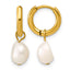 Stainless Steel Gold-Tone Polished Pear Hinged Pearl Hoop Earrings for Women