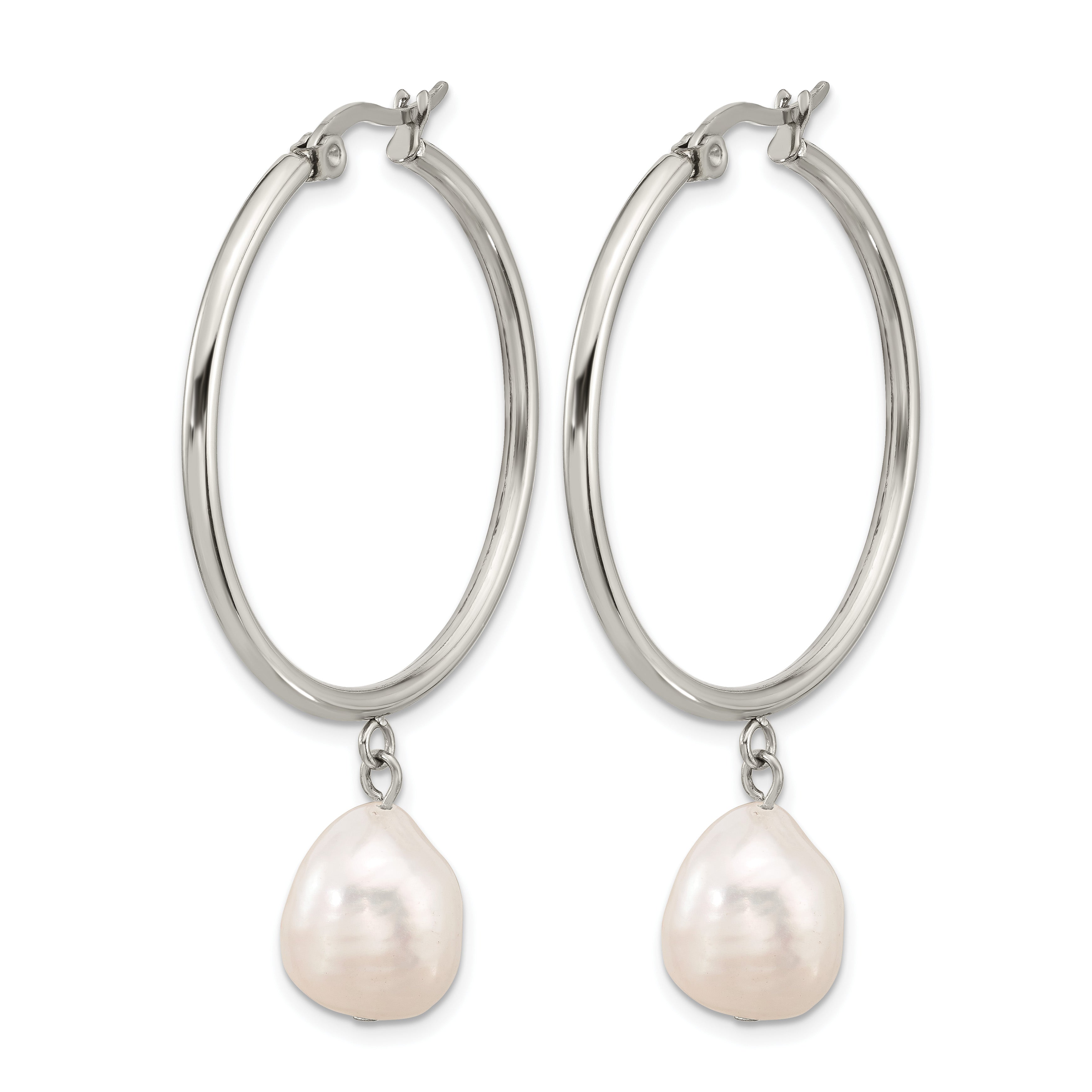Polished Stainless Steel Hoop Earrings 6mm Secondary image