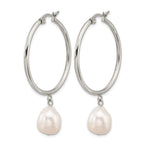 Stainless Steel Polished Pear Hoop Earrings for Women