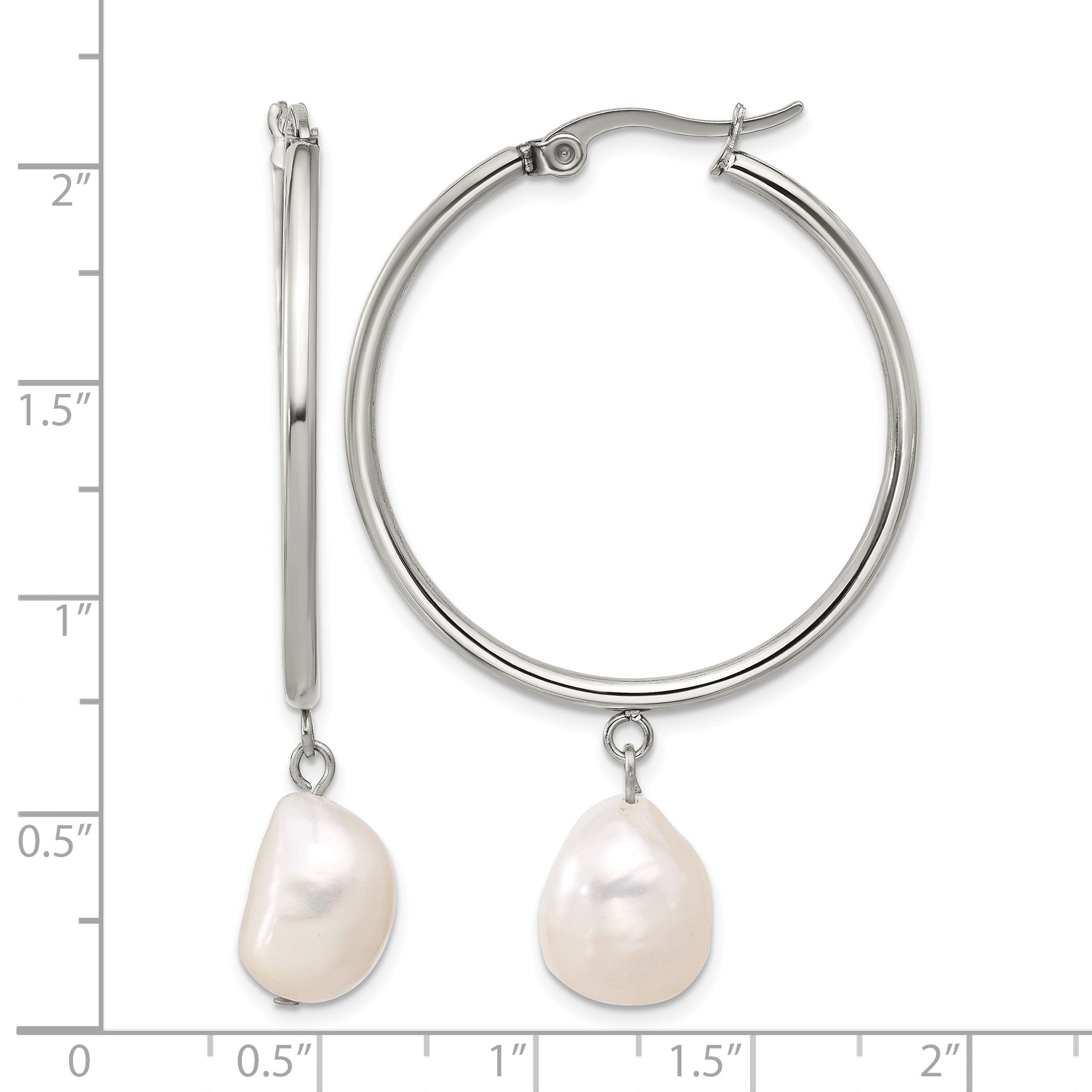 Stainless Steel Polished Pear Hoop Earrings for Women