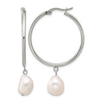 Stainless Steel Polished Pear Hoop Earrings for Women