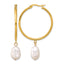 Stainless Steel Gold-Tone Polished Pear Pearl Hoop Earrings for Women