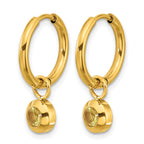 Stainless Steel Gold-Tone Polished Hinged Yellow Cubic Zirconia Hoop Earrings for Women