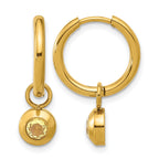 Stainless Steel Gold-Tone Polished Hinged Yellow Cubic Zirconia Hoop Earrings for Women