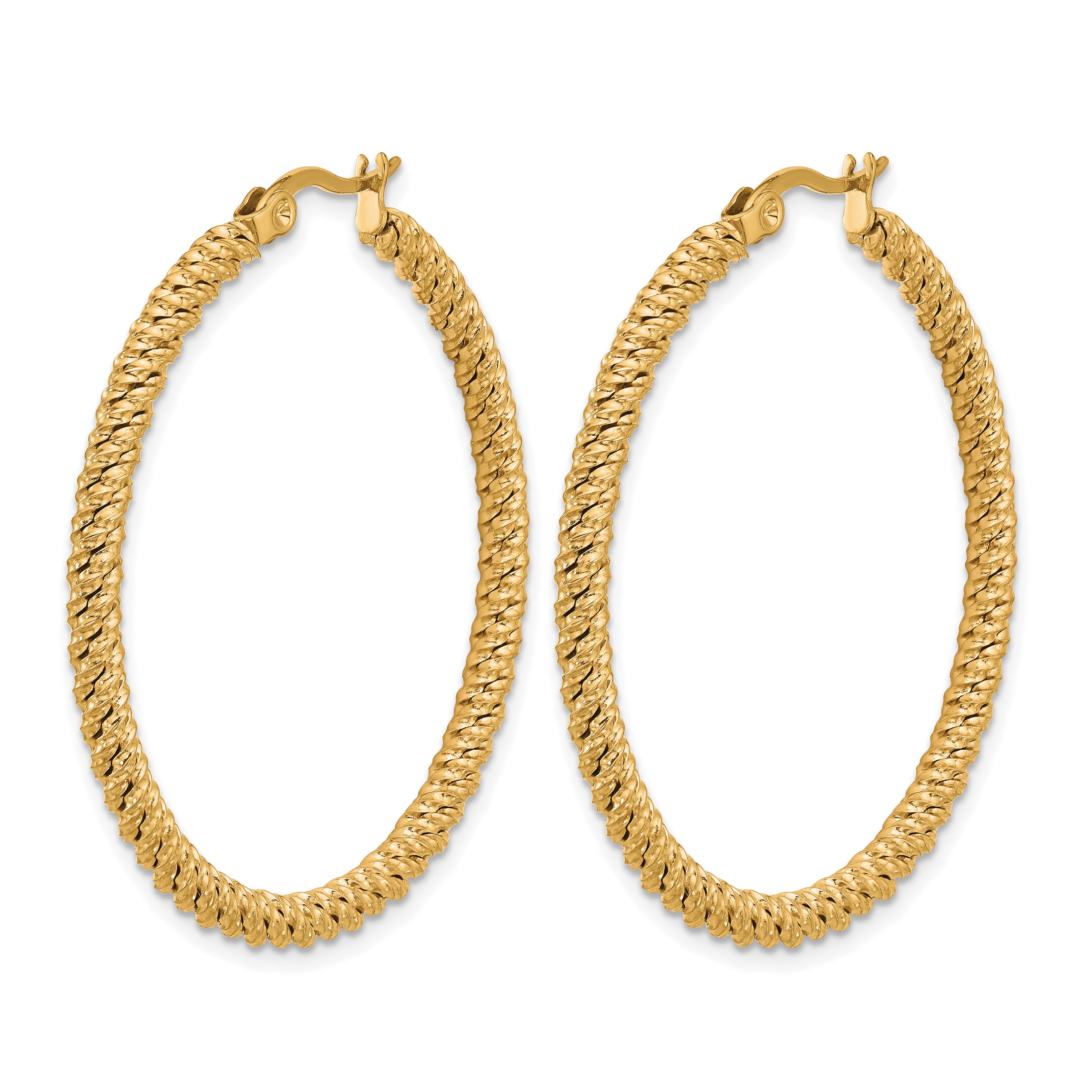 Polished Gold-Tone Stainless Steel Hoop Earrings 40mm Secondary image