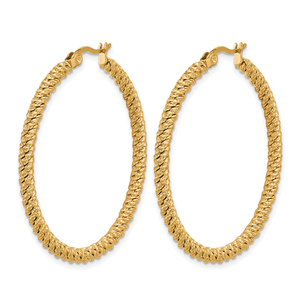 Stainless Steel Gold-Tone Polished Hoop Earrings for Women