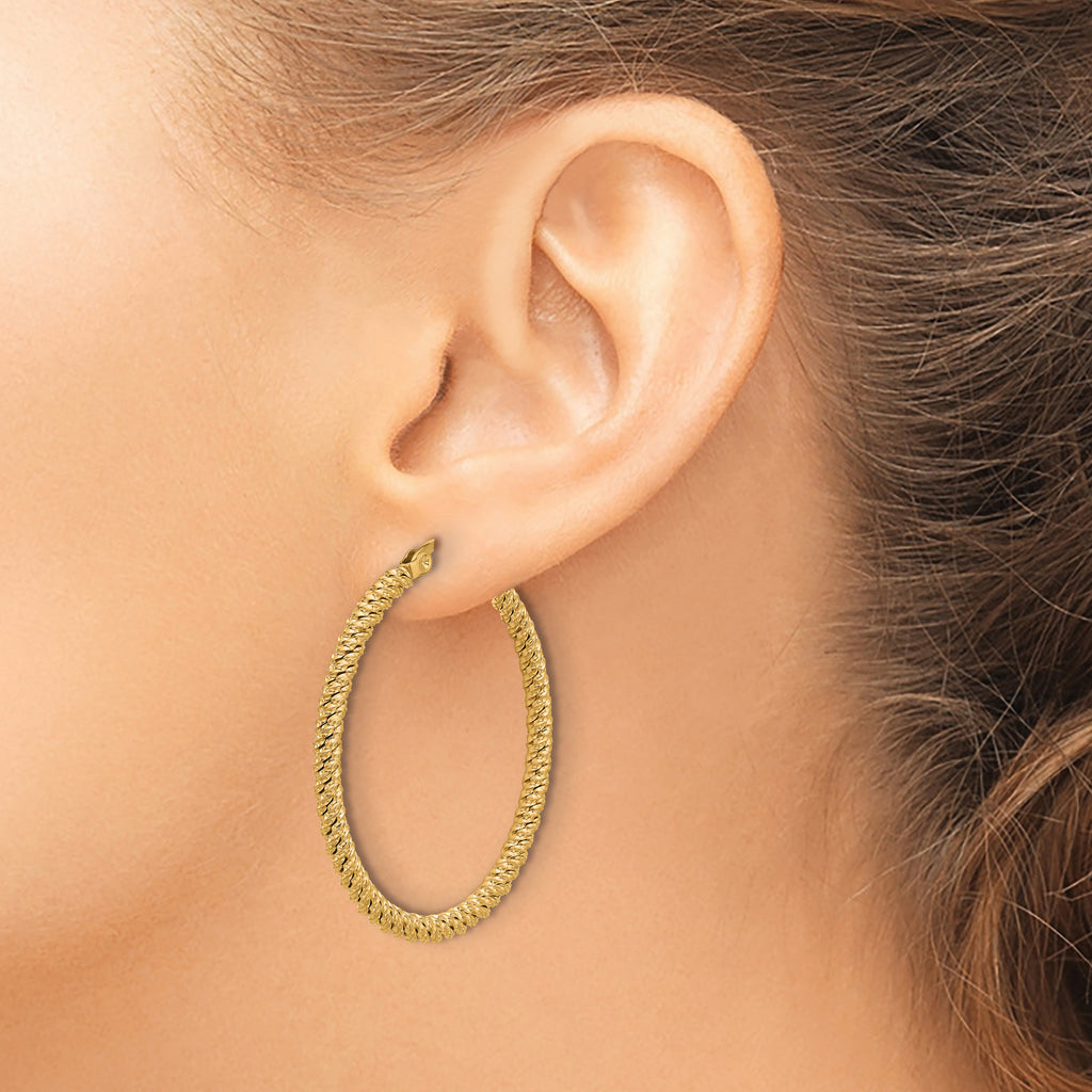 Stainless Steel Gold-Tone Polished Hoop Earrings for Women