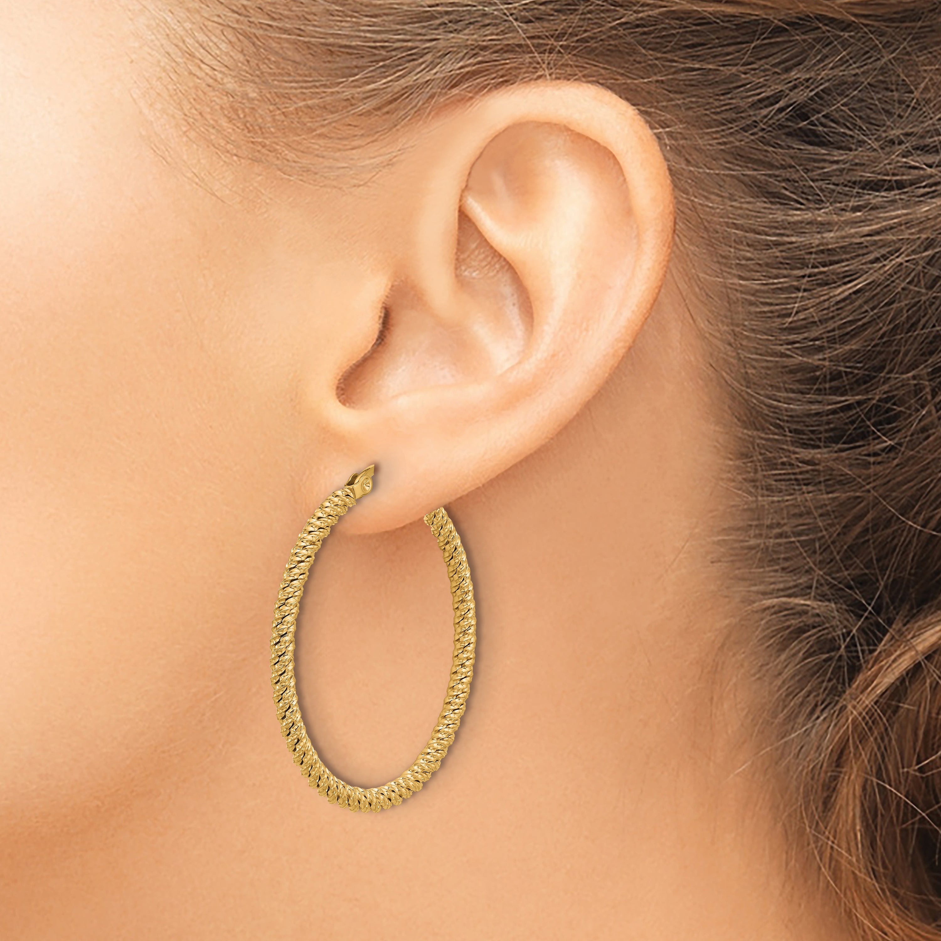 Stainless Steel Gold-Tone Polished Hoop Earrings for Women