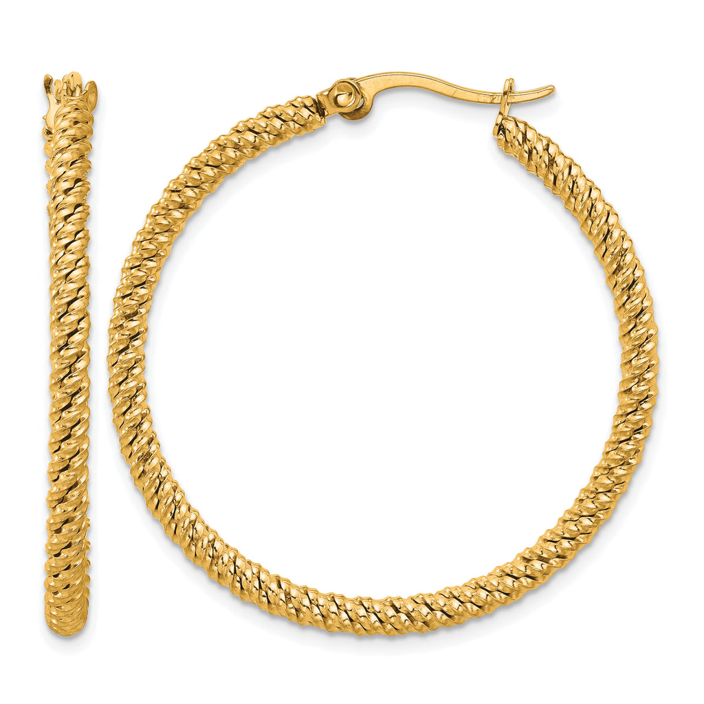 Stainless Steel Gold-Tone Polished Hoop Earrings for Women