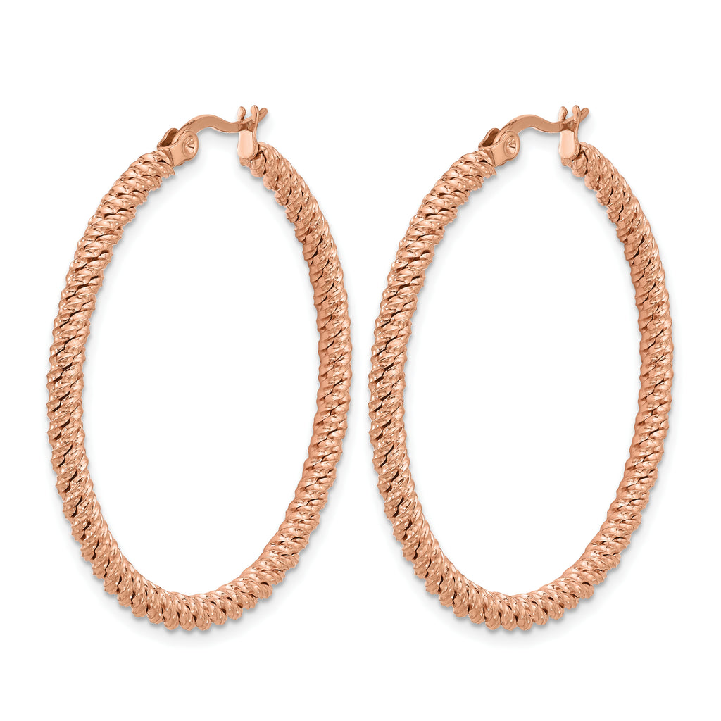 Stainless Steel Rose Gold-Tone Polished Hoop Earrings for Women