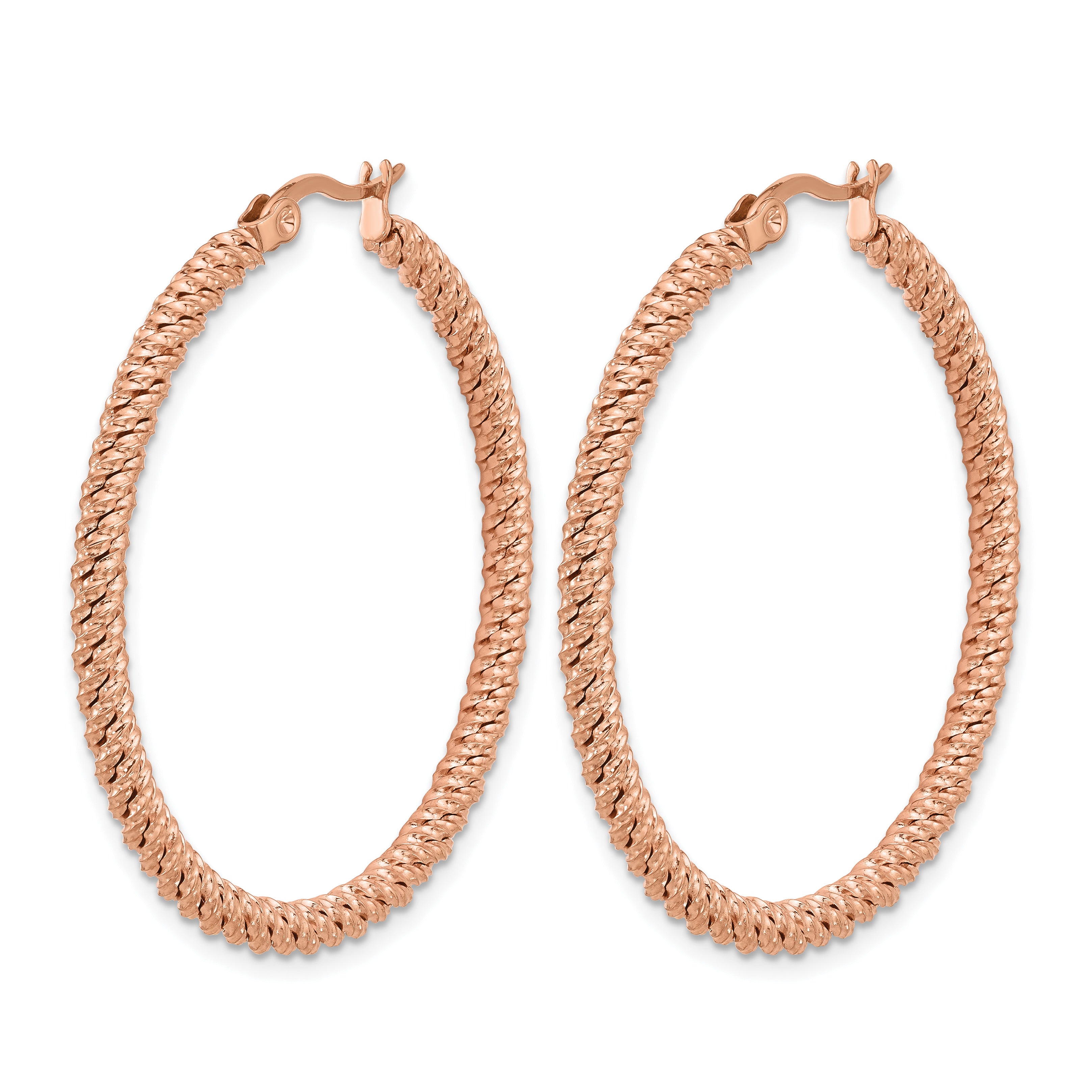 Stainless Steel Rose Gold-Tone Polished Hoop Earrings for Women