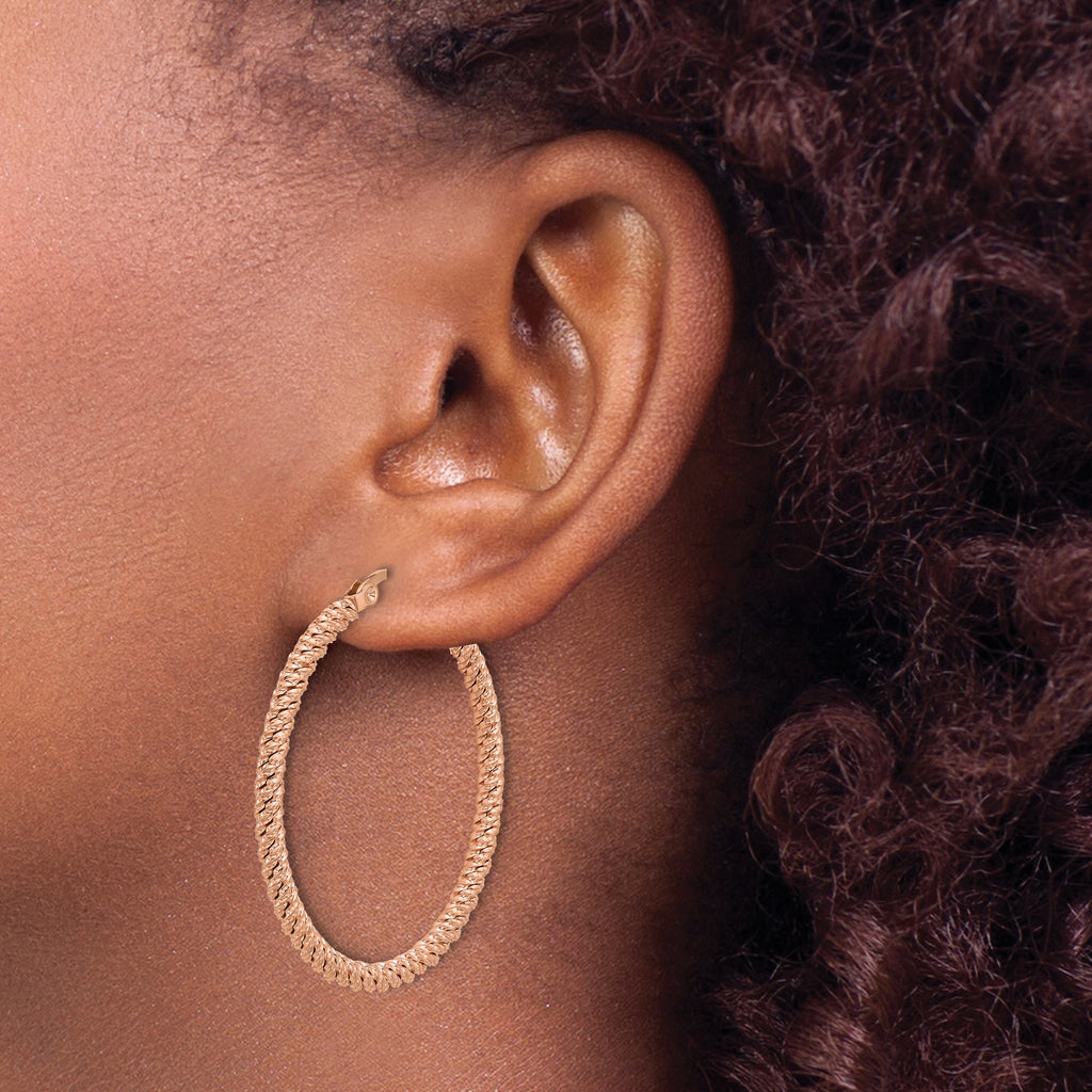 Stainless Steel Rose Gold-Tone Polished Hoop Earrings for Women