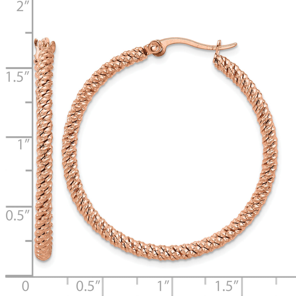 Stainless Steel Rose Gold-Tone Polished Hoop Earrings for Women