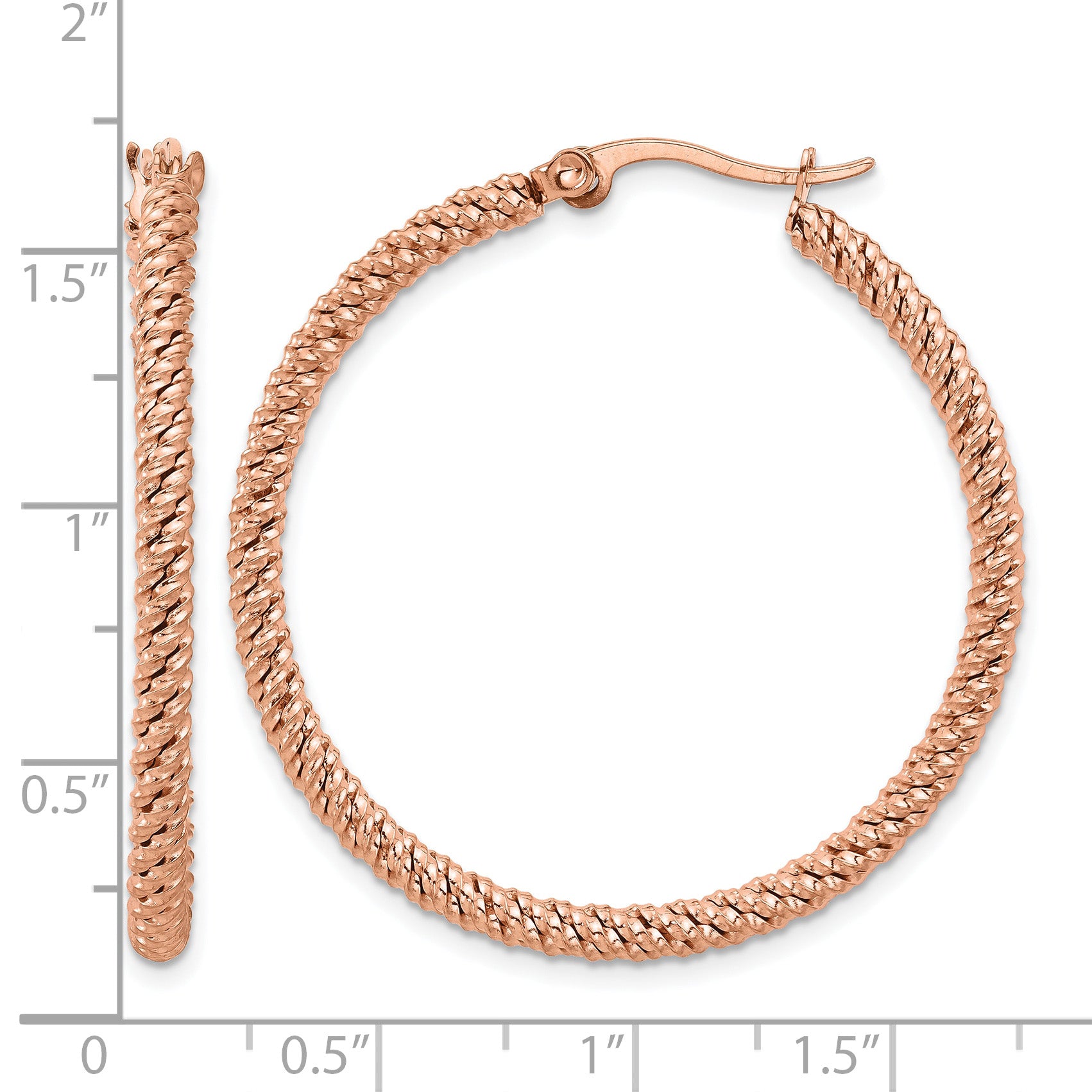 Stainless Steel Rose Gold-Tone Polished Hoop Earrings for Women