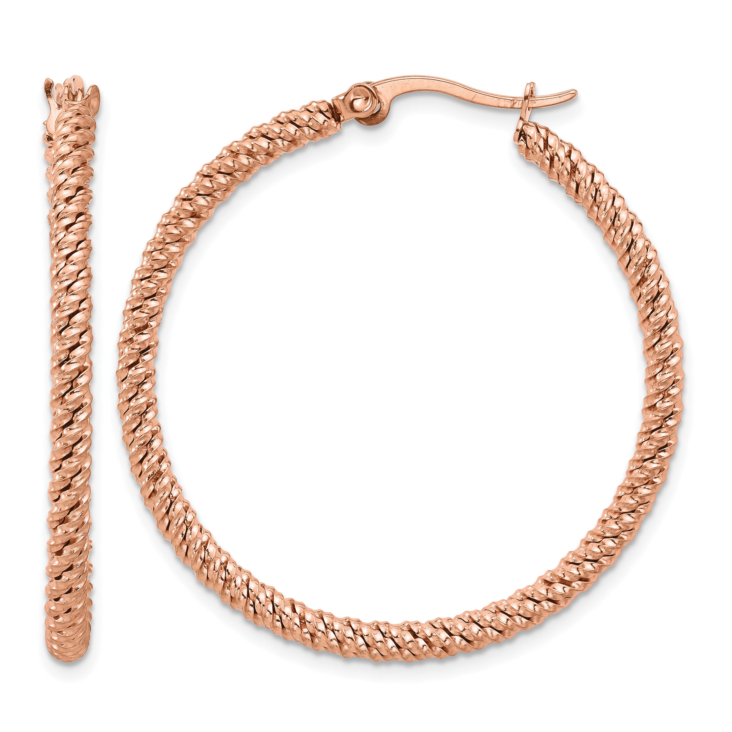 Polished Rose-Tone Stainless Steel Hoop Earrings 40mm Main image