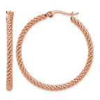 Stainless Steel Rose Gold-Tone Polished Hoop Earrings for Women