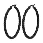 Stainless Steel Black Polished Hoop Earrings for Women