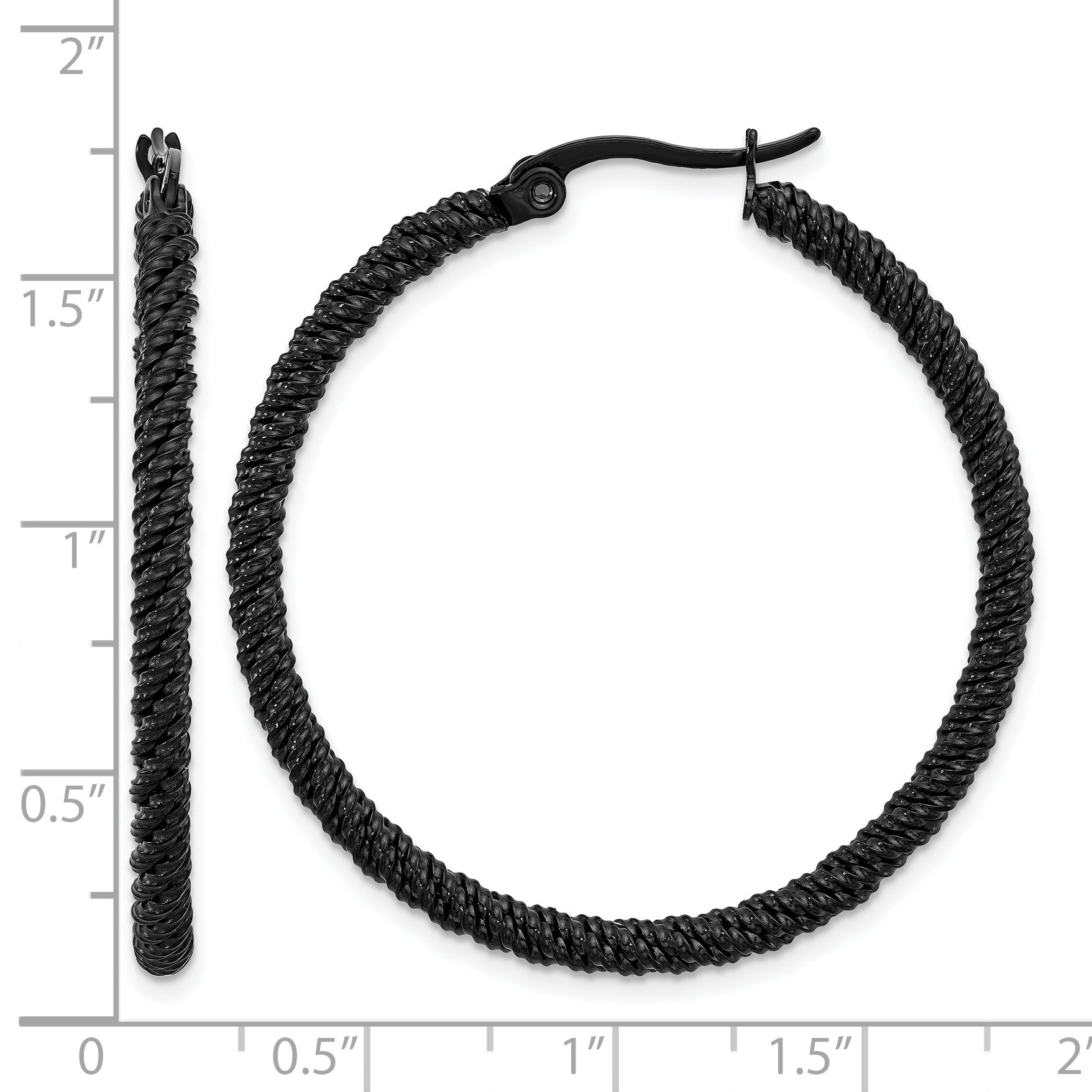 Stainless Steel Black Polished Hoop Earrings for Women