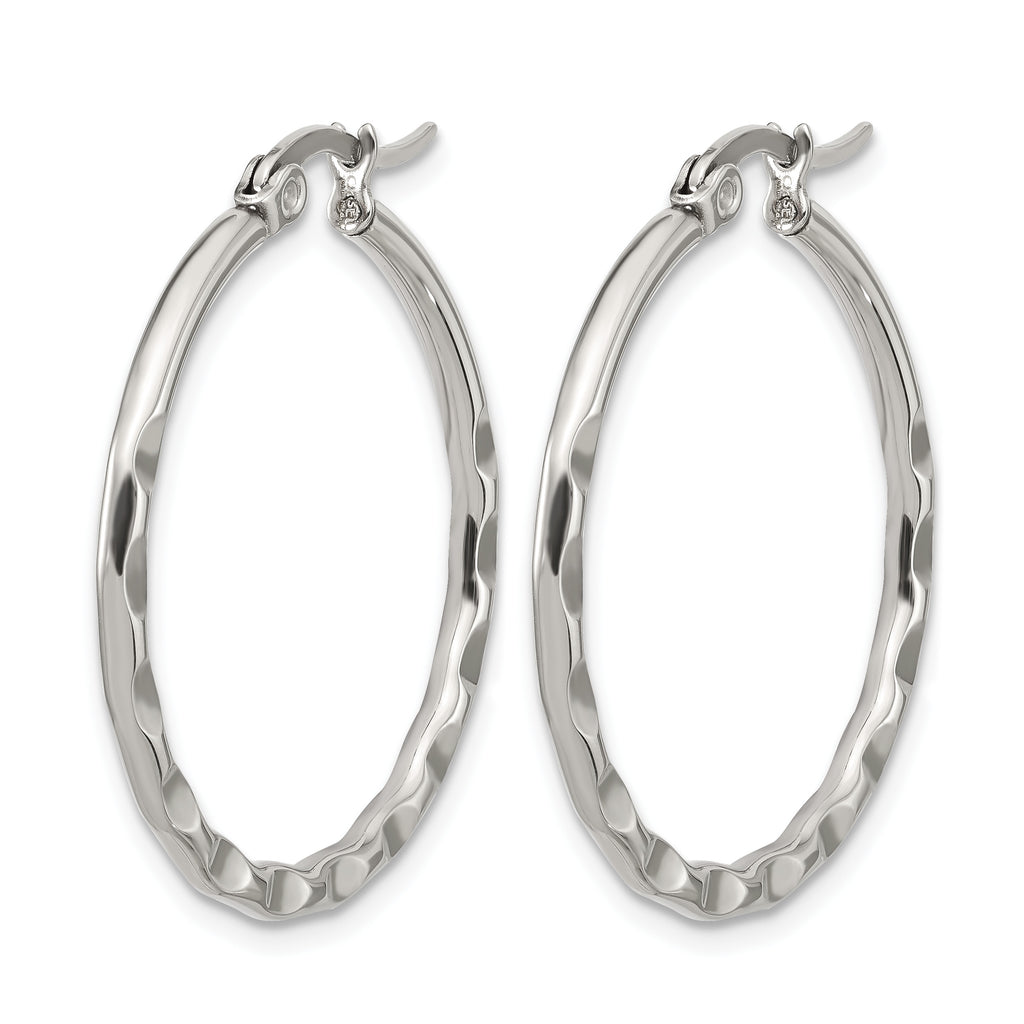 Polished Gold-Tone Stainless Steel Hoop Earrings 2mm