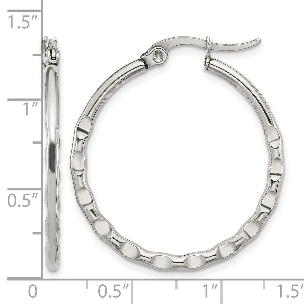 Polished Gold-Tone Stainless Steel Hoop Earrings 2mm