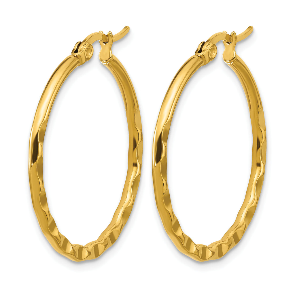 Stainless Steel Gold-Tone Polished Hoop Earrings for Women