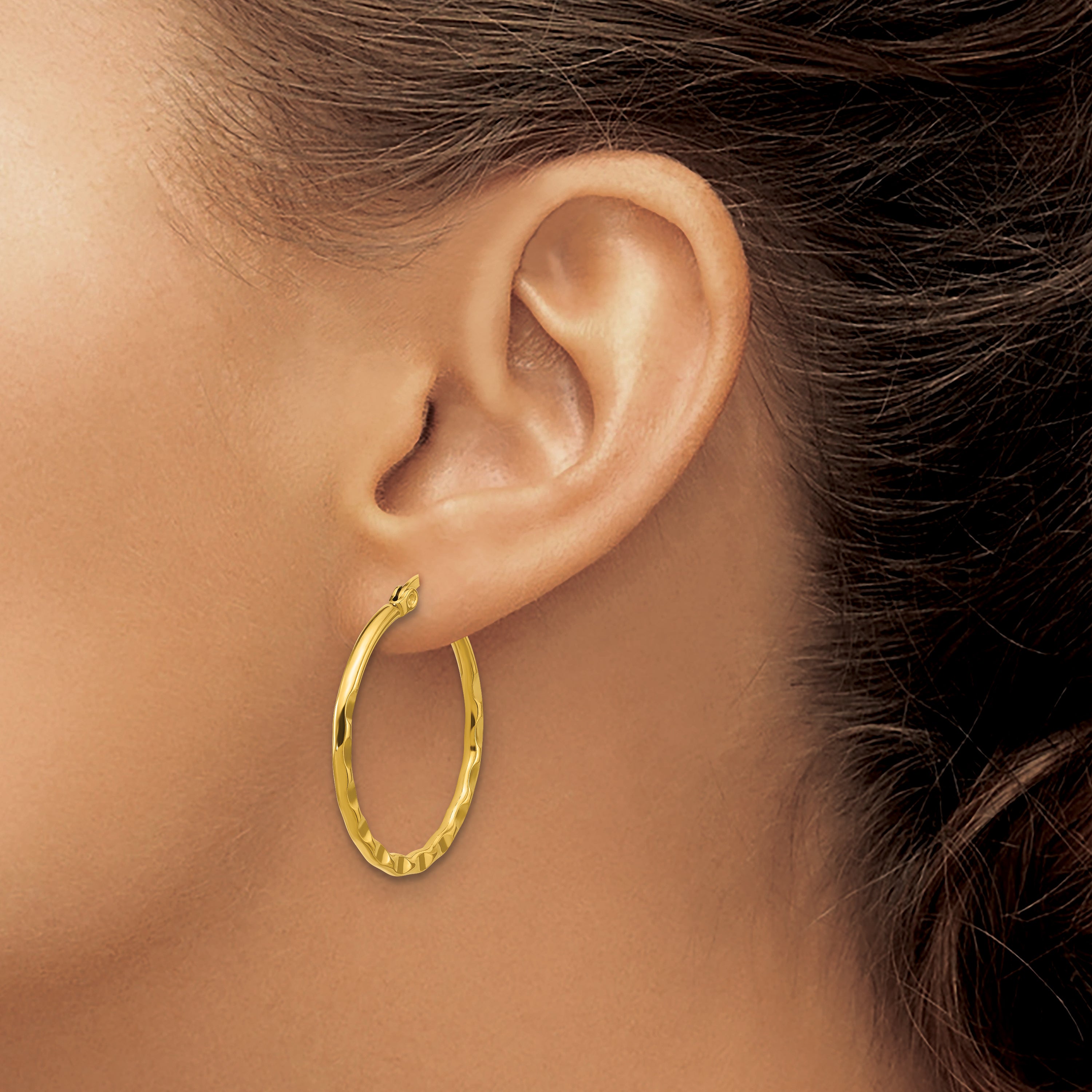Stainless Steel Gold-Tone Polished Hoop Earrings for Women