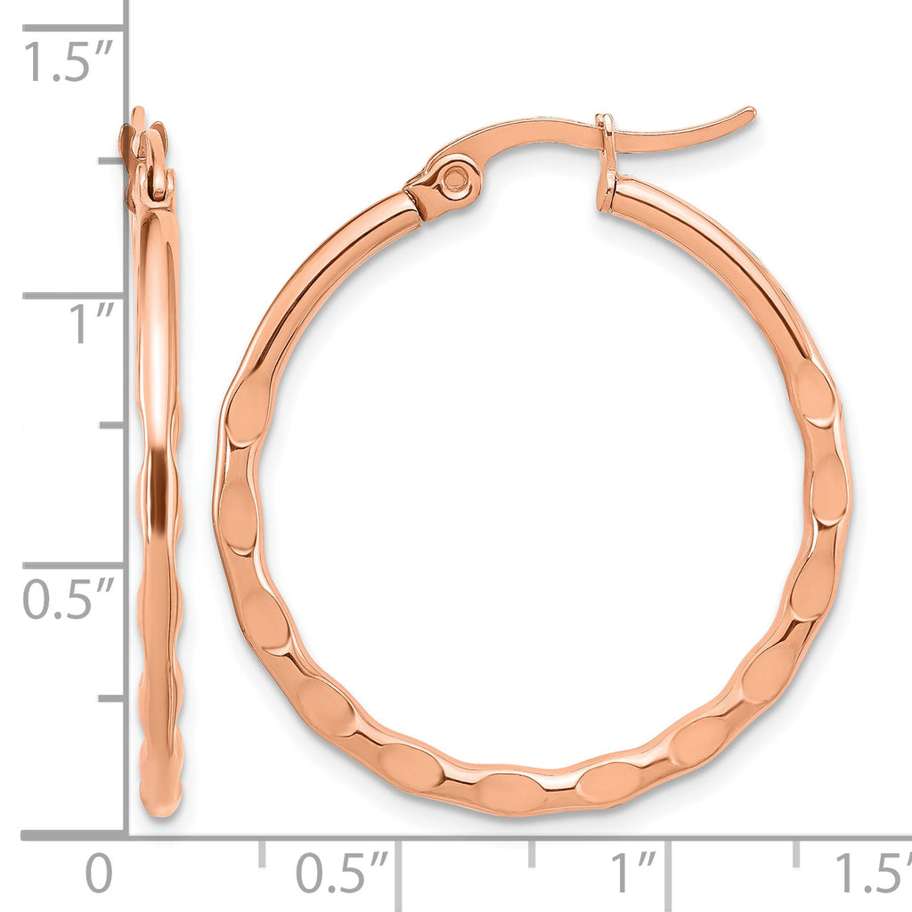 Stainless Steel Rose Gold-Tone Polished Hoop Earrings for Women