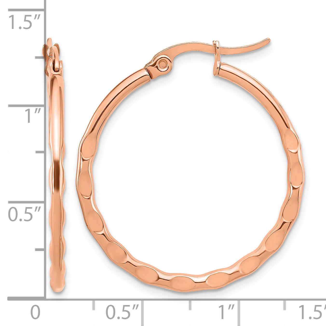 Stainless Steel Rose Gold-Tone Polished Hoop Earrings for Women