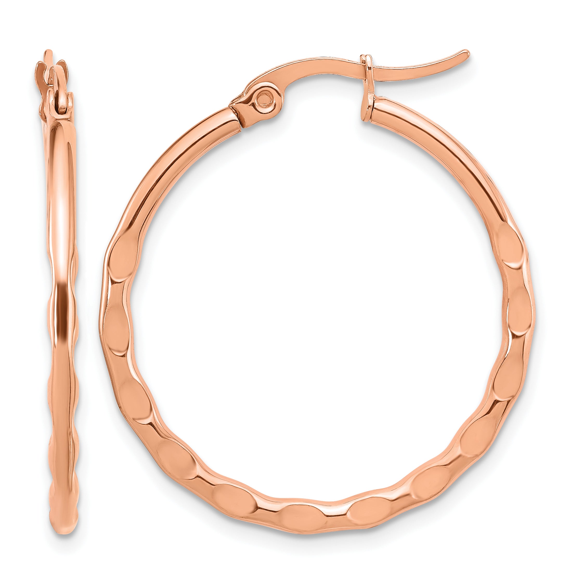 Polished Rose-Tone Stainless Steel Hoop Earrings 2mm Main image