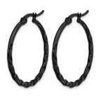 Polished Black Stainless Steel Hoop Earrings 2mm