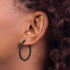 Stainless Steel Black Polished Hoop Earrings for Women