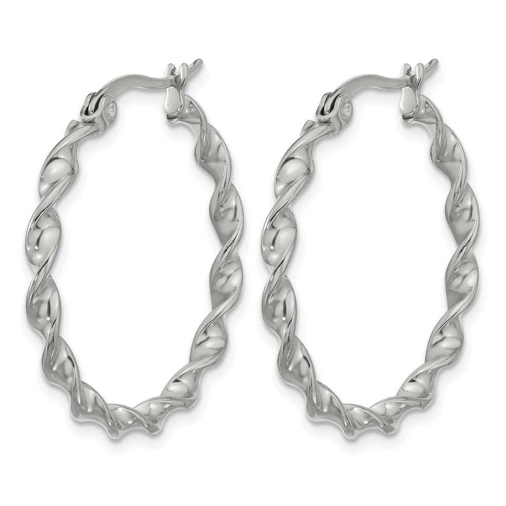 Stainless Steel Gold-Tone Polished Twisted Hoop Earrings for Women