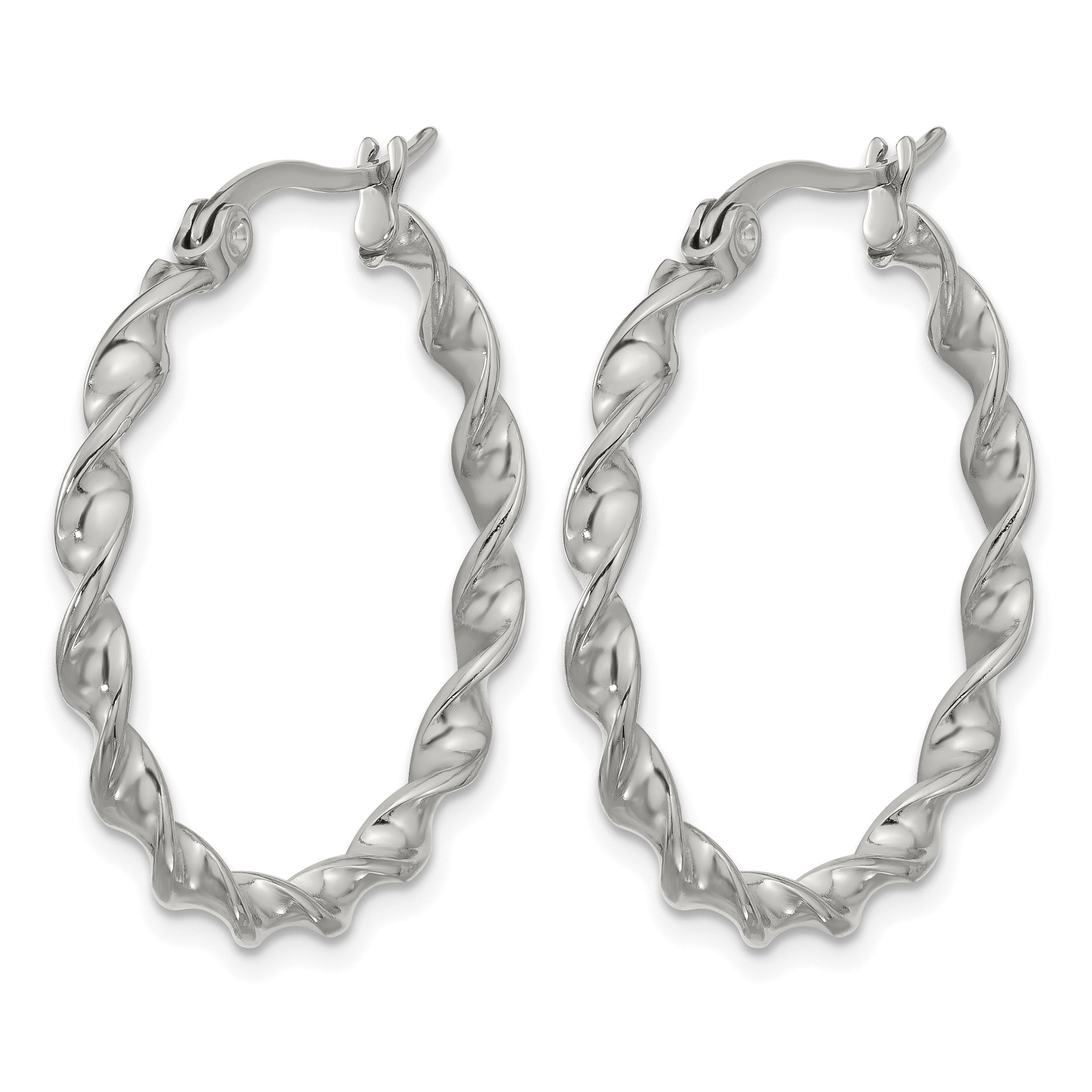 Stainless Steel Gold-Tone Polished Twisted Hoop Earrings for Women