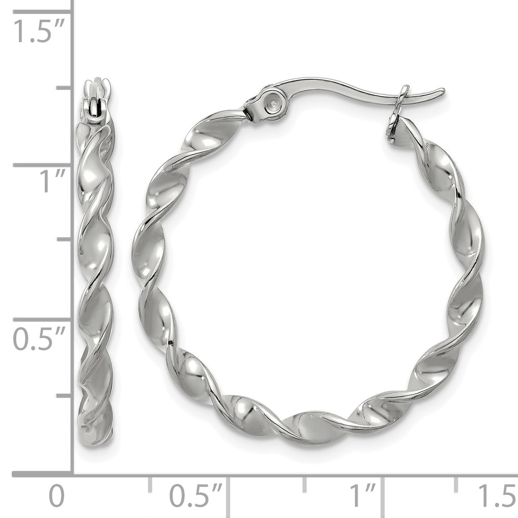 Stainless Steel Gold-Tone Polished Twisted Hoop Earrings for Women