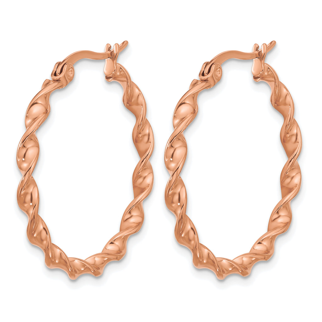Stainless Steel Gold-Tone Polished Twisted Hoop Earrings for Women