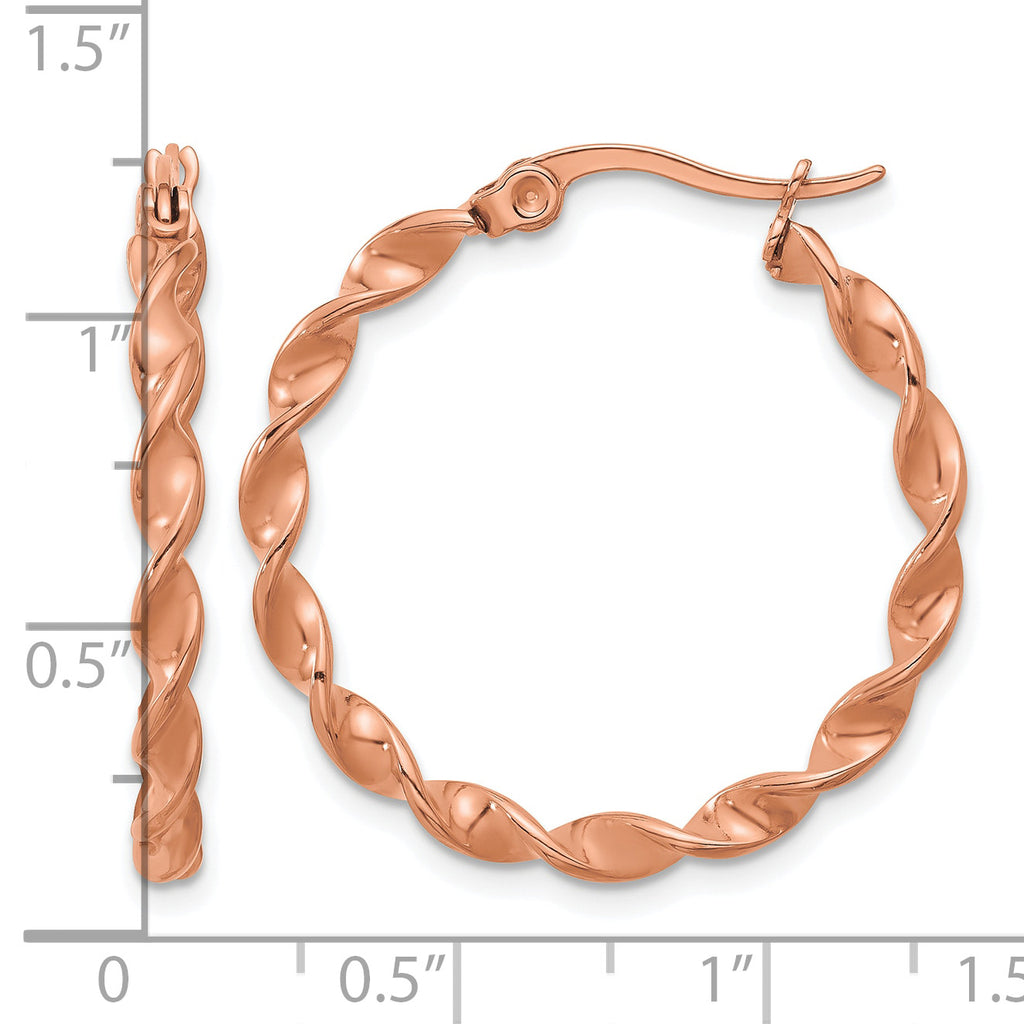 Stainless Steel Gold-Tone Polished Twisted Hoop Earrings for Women