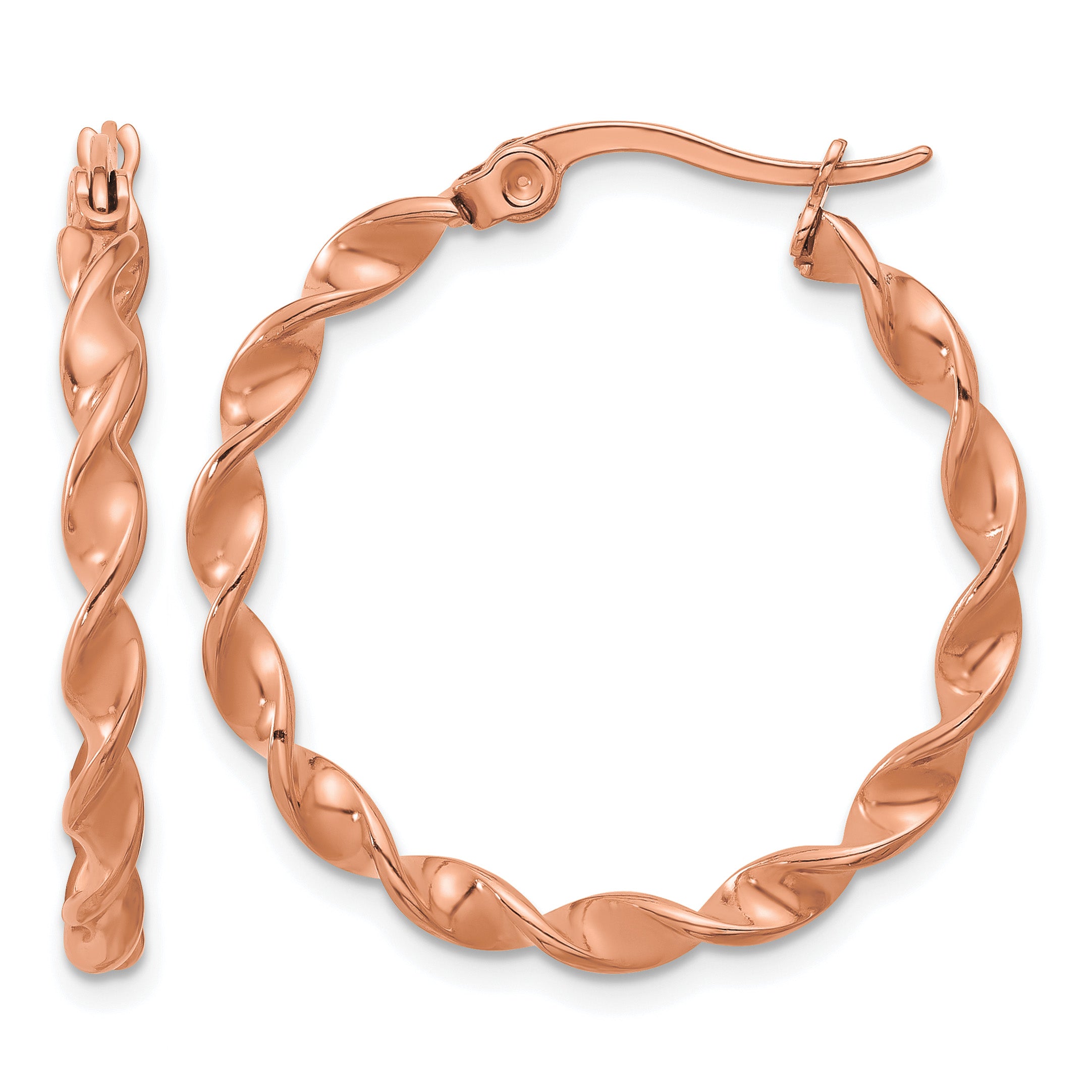 Stainless Steel Gold-Tone Polished Twisted Hoop Earrings for Women