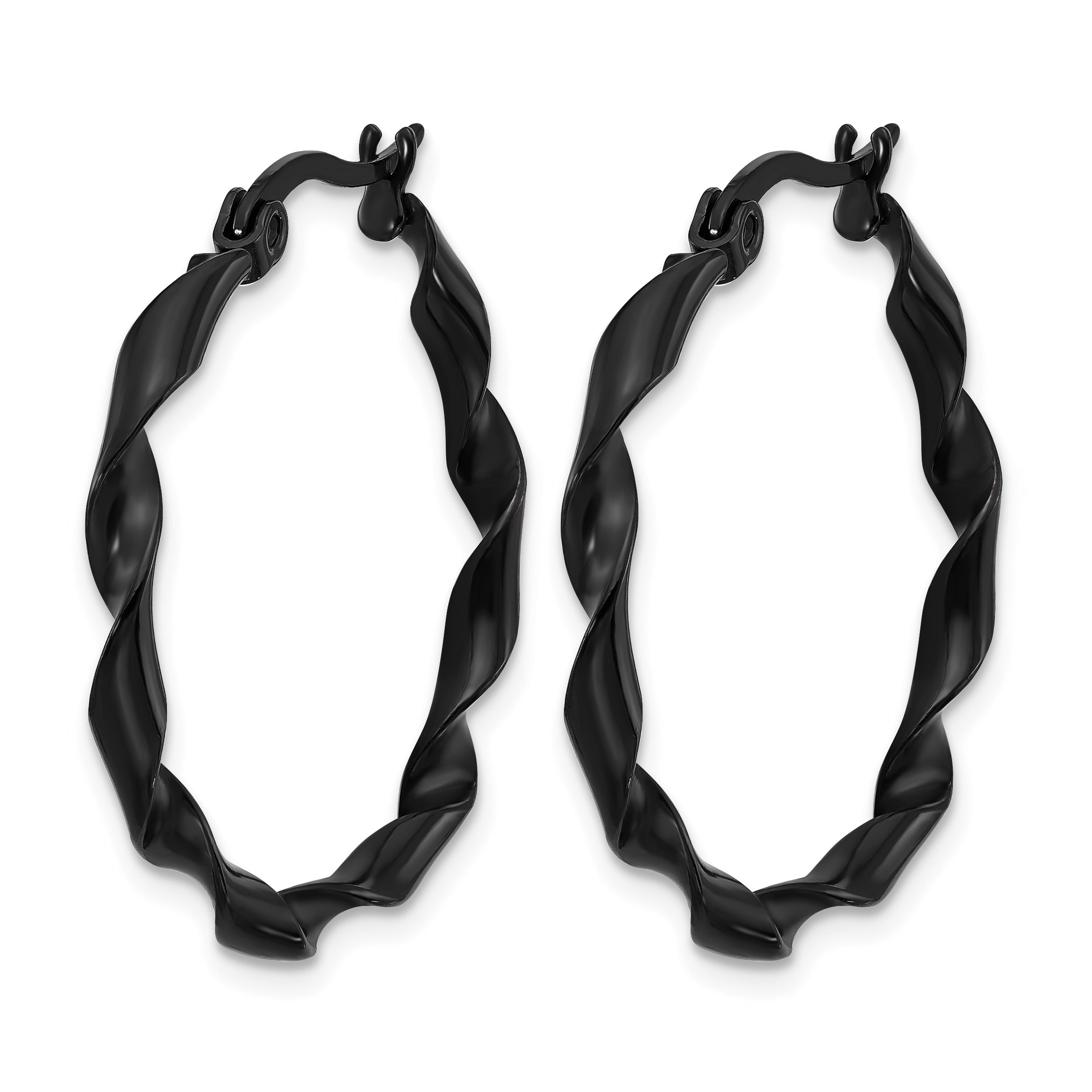 Stainless Steel Gold-Tone Polished Twisted Hoop Earrings for Women