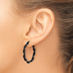 Stainless Steel Gold-Tone Polished Twisted Hoop Earrings for Women