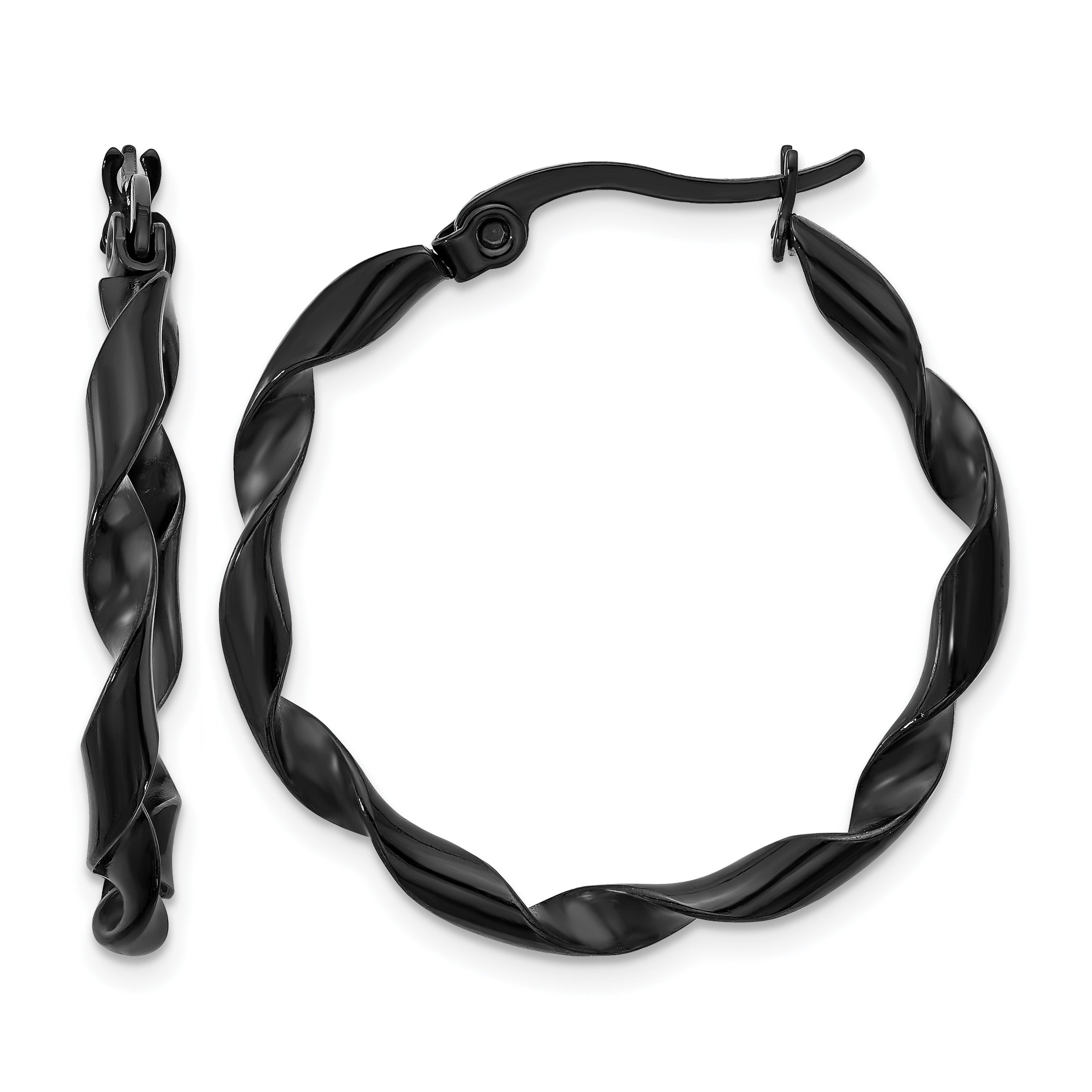 Stainless Steel Gold-Tone Polished Twisted Hoop Earrings for Women
